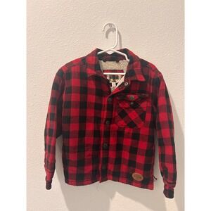Outdoor Kids Boys Red‎ Black Buffalo Plaid Sherpa Lined Flannel Jacket